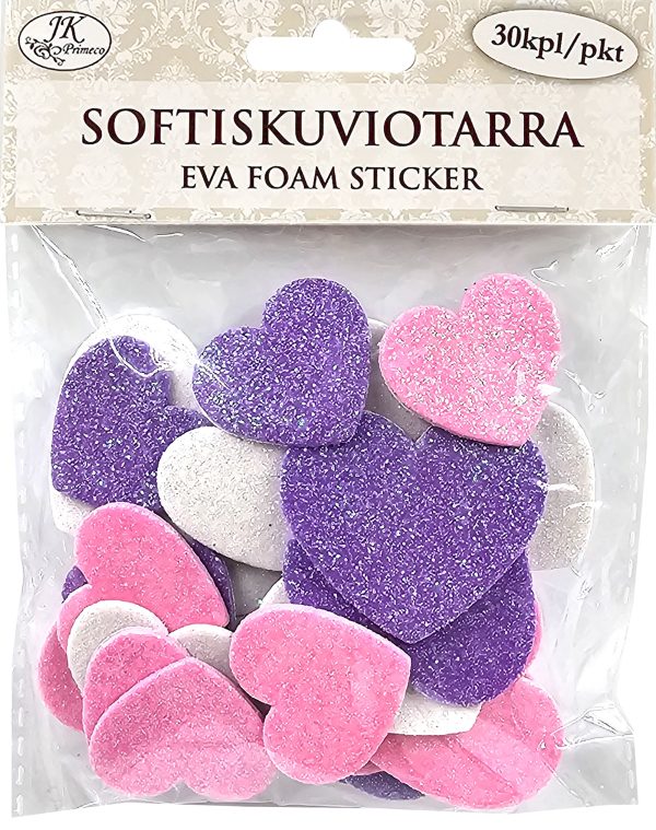 Softiskuviotarra Sydän glitter 30kpl Online Hot Sale